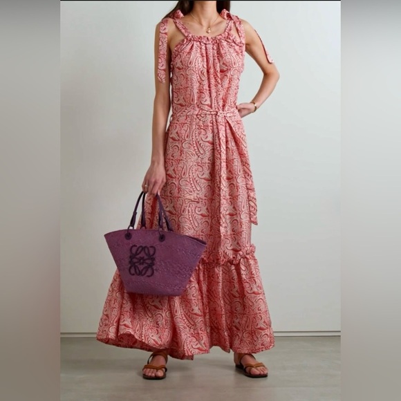 Hannah Artwear Elara Aubrie Maxi Dress Size 0 NWT 100% Silk Pink Paisley Boho - Picture 1 of 13